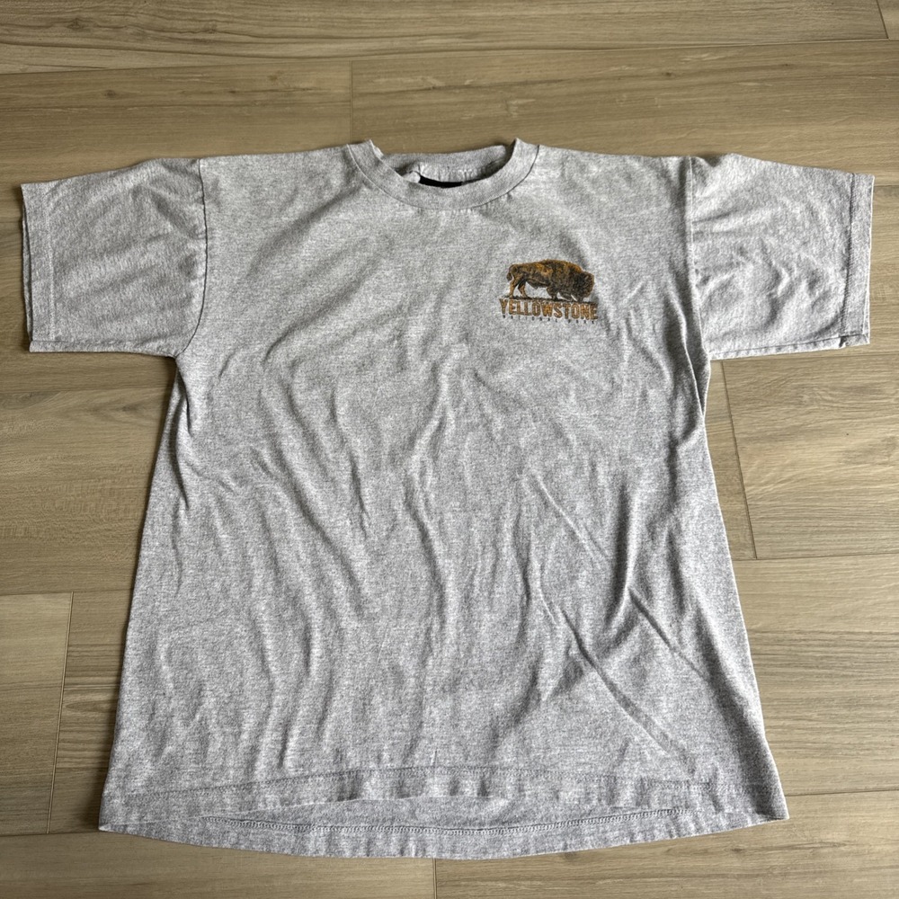 Vintage Yellowstone National Park Prairie Mountain Shirt Mens M Fits SM Made USA